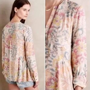 Meave Floral Laiken Popover Blouse Long Sleeve 0